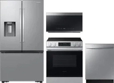 4 Piece Package Includes Refrigerator, Range, Microwave And Dishwasher