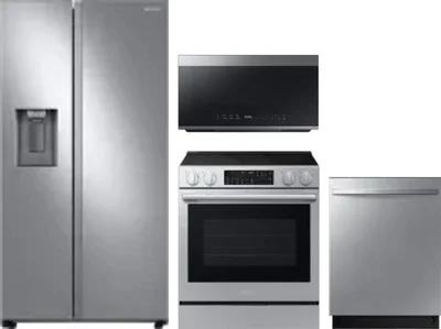 4 Piece Package Includes Refrigerator, Range, Microwave And Dishwasher