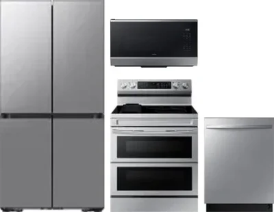 4 Piece Package Includes Refrigerator, Range, Microwave And Dishwasher