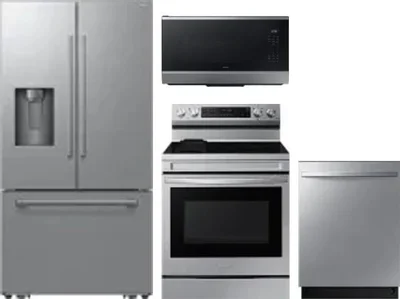 4 Piece Package Includes Refrigerator, Range, Microwave And Dishwasher