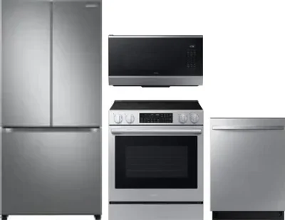 4 Piece Package Includes Refrigerator, Range, Microwave And Dishwasher