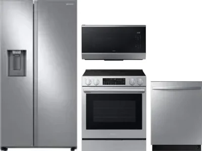 4 Piece Package Includes Refrigerator, Range, Microwave And Dishwasher