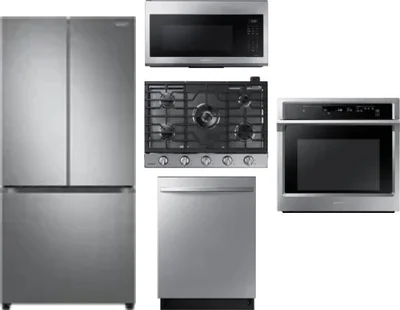 5 Piece Package Includes Refrigerator, Cooktop, Wall Oven, Microwave And Dishwasher