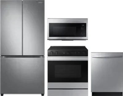 4 Piece Package Includes Refrigerator, Range, Microwave And Dishwasher