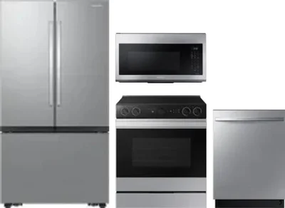 4 Piece Package Includes Refrigerator, Range, Microwave And Dishwasher