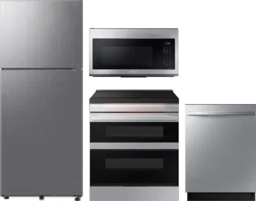 4 Piece Package Includes Refrigerator, Range, Microwave And Dishwasher