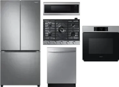 5 Piece Package Includes Refrigerator, Cooktop, Wall Oven, Microwave And Dishwasher