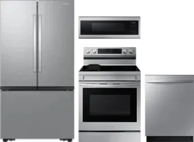 4 Piece Package Includes Refrigerator, Range, Microwave And Dishwasher