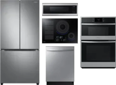5 Piece Package Includes Refrigerator, Cooktop, Wall Oven, Microwave And Dishwasher