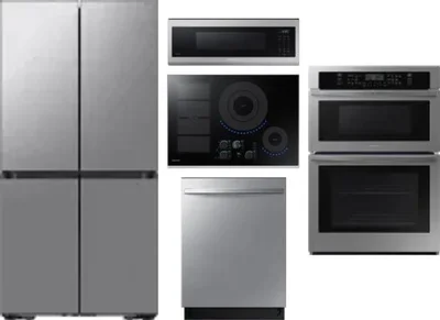 5 Piece Package Includes Refrigerator, Cooktop, Wall Oven, Microwave And Dishwasher