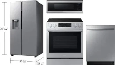 4 Piece Package Includes Refrigerator, Range, Microwave And Dishwasher
