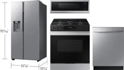 4 Piece Package Includes Refrigerator, Range, Microwave And Dishwasher