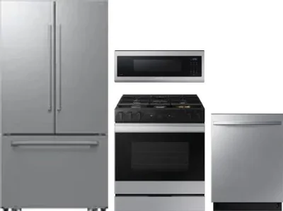 4 Piece Package Includes Refrigerator, Range, Microwave And Dishwasher
