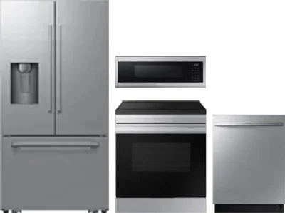 4 Piece Package Includes Refrigerator, Range, Microwave And Dishwasher