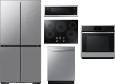 5 Piece Package Includes Refrigerator, Cooktop, Wall Oven, Microwave And Dishwasher