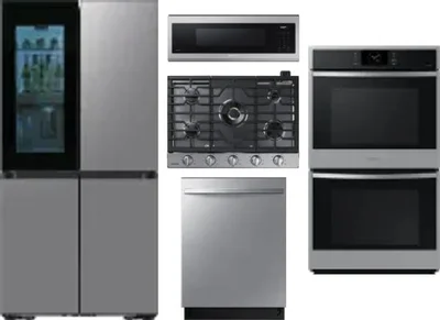 5 Piece Package Includes Refrigerator, Cooktop, Wall Oven, Microwave And Dishwasher