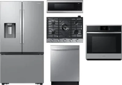 5 Piece Package Includes Refrigerator, Cooktop, Wall Oven, Microwave And Dishwasher
