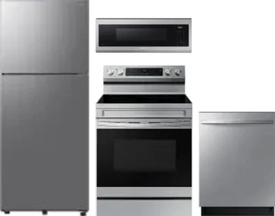 4 Piece Package Includes Refrigerator, Range, Microwave And Dishwasher