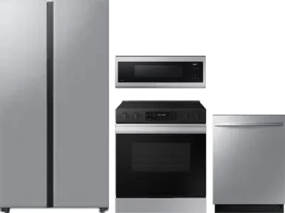 4 Piece Package Includes Refrigerator, Range, Microwave And Dishwasher