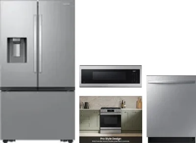 4 Piece Package Includes Refrigerator, Range, Microwave And Dishwasher