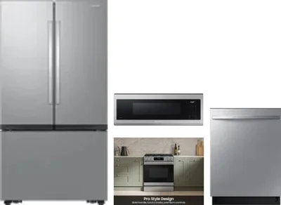 4 Piece Package Includes Refrigerator, Range, Microwave And Dishwasher