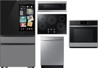 5 Piece Package Includes Refrigerator, Cooktop, Wall Oven, Microwave And Dishwasher