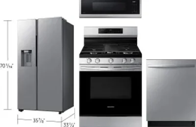 4 Piece Package Includes Refrigerator, Range, Microwave And Dishwasher