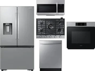 5 Piece Package Includes Refrigerator, Cooktop, Wall Oven, Microwave And Dishwasher
