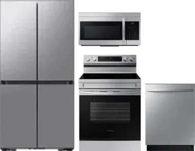 4 Piece Package Includes Refrigerator, Range, Microwave And Dishwasher
