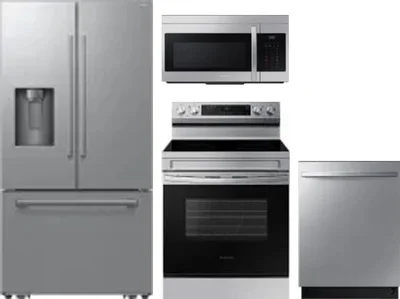4 Piece Package Includes Refrigerator, Range, Microwave And Dishwasher