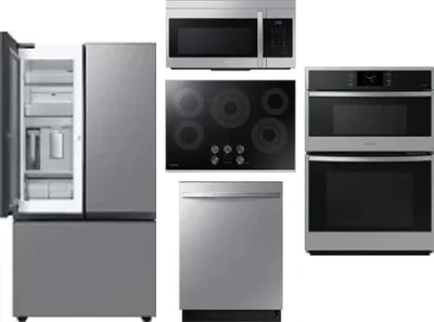 5 Piece Package Includes Refrigerator, Cooktop, Wall Oven, Microwave And Dishwasher