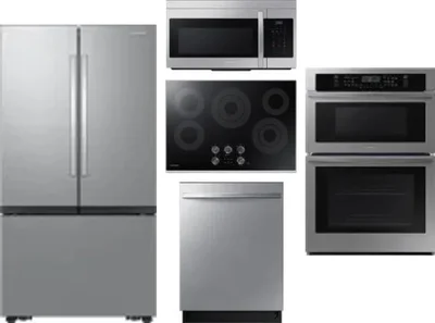 5 Piece Package Includes Refrigerator, Cooktop, Wall Oven, Microwave And Dishwasher