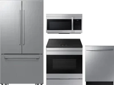 4 Piece Package Includes Refrigerator, Range, Microwave And Dishwasher