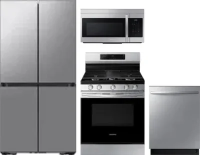 4 Piece Package Includes Refrigerator, Range, Microwave And Dishwasher