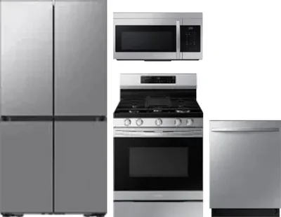 4 Piece Package Includes Refrigerator, Range, Microwave And Dishwasher