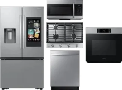 5 Piece Package Includes Refrigerator, Cooktop, Wall Oven, Microwave And Dishwasher