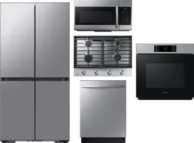 5 Piece Package Includes Refrigerator, Cooktop, Wall Oven, Microwave And Dishwasher