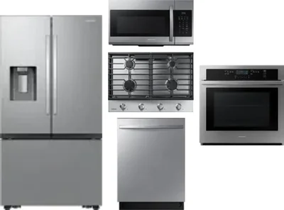 5 Piece Package Includes Refrigerator, Cooktop, Wall Oven, Microwave And Dishwasher