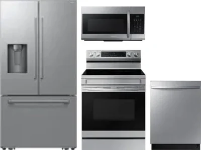 4 Piece Package Includes Refrigerator, Range, Microwave And Dishwasher