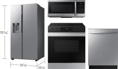 4 Piece Package Includes Refrigerator, Range, Microwave And Dishwasher