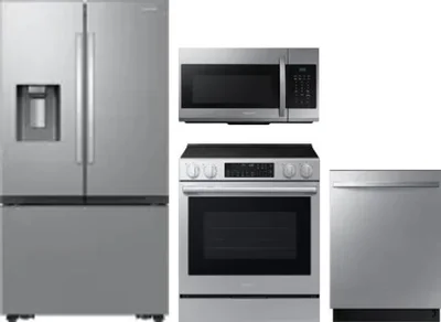 4 Piece Package Includes Refrigerator, Range, Microwave And Dishwasher