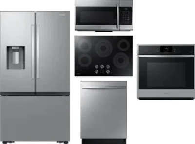 5 Piece Package Includes Refrigerator, Cooktop, Wall Oven, Microwave And Dishwasher