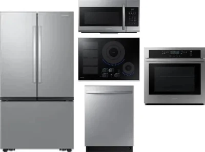 5 Piece Package Includes Refrigerator, Cooktop, Wall Oven, Microwave And Dishwasher