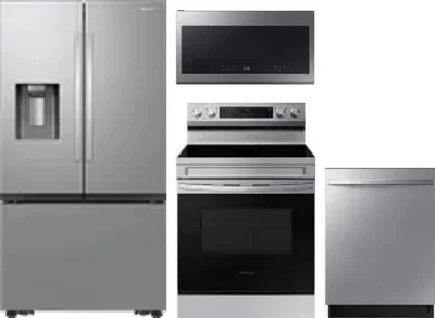 4 Piece Package Includes Refrigerator, Range, Microwave And Dishwasher