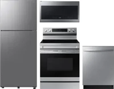 4 Piece Package Includes Refrigerator, Range, Microwave And Dishwasher