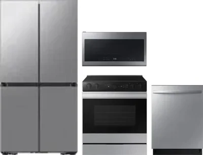 4 Piece Package Includes Refrigerator, Range, Microwave And Dishwasher