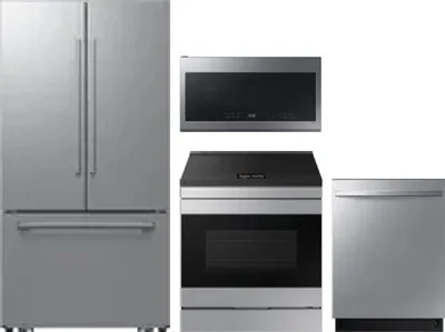 4 Piece Package Includes Refrigerator, Range, Microwave And Dishwasher