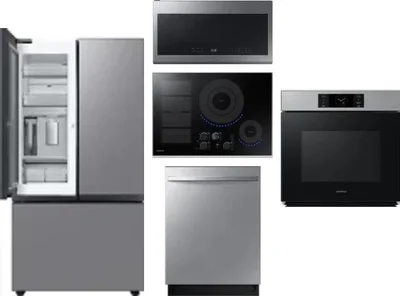5 Piece Package Includes Refrigerator, Cooktop, Wall Oven, Microwave And Dishwasher