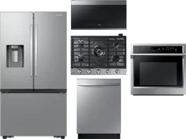 5 Piece Package Includes Refrigerator, Cooktop, Wall Oven, Microwave And Dishwasher