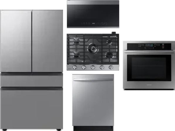 5 Piece Package Includes Refrigerator, Cooktop, Wall Oven, Microwave And Dishwasher